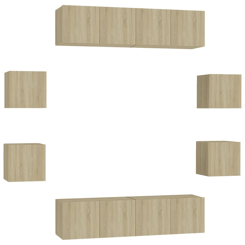 vidaXL 8-tlg. TV-Schrank-Set Sonoma-Eiche Holzwerkstoff