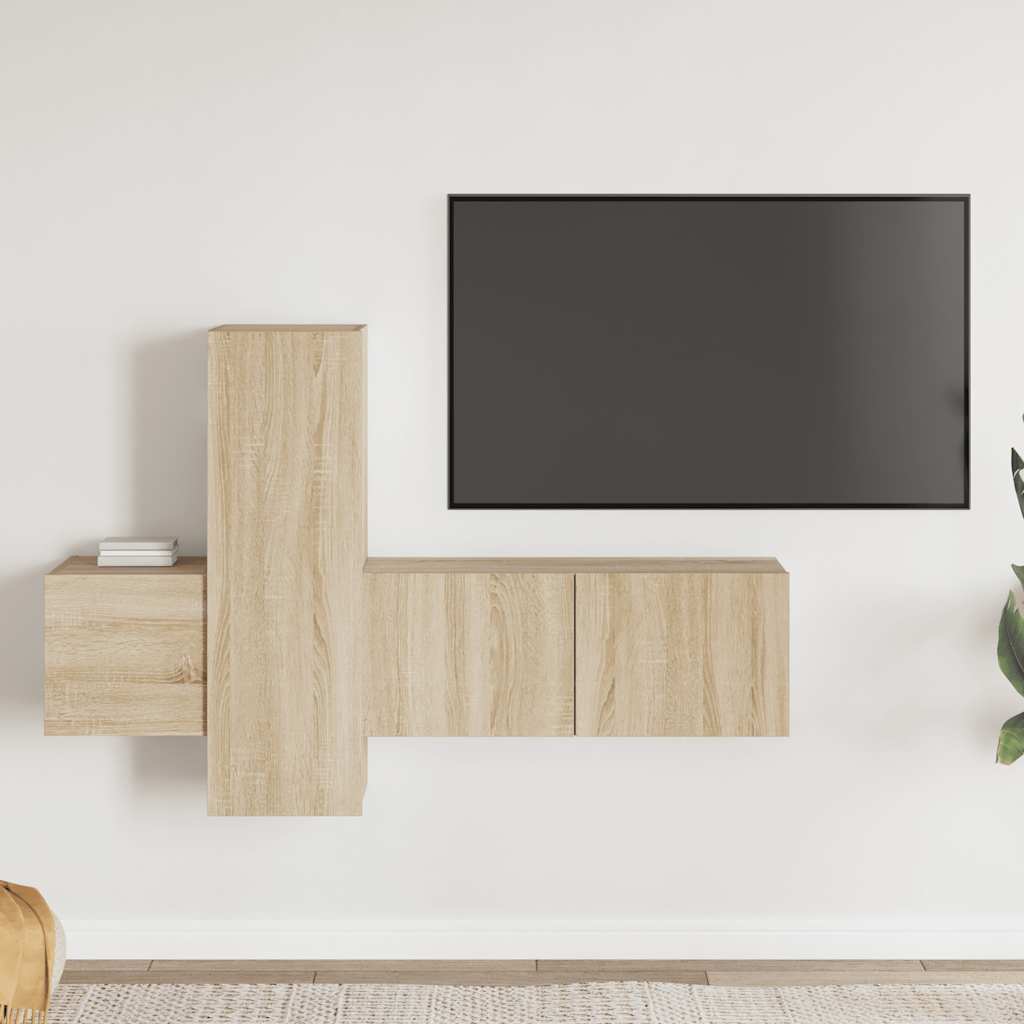vidaXL 3-tlg. TV-Schrank-Set Sonoma-Eiche Holzwerkstoff