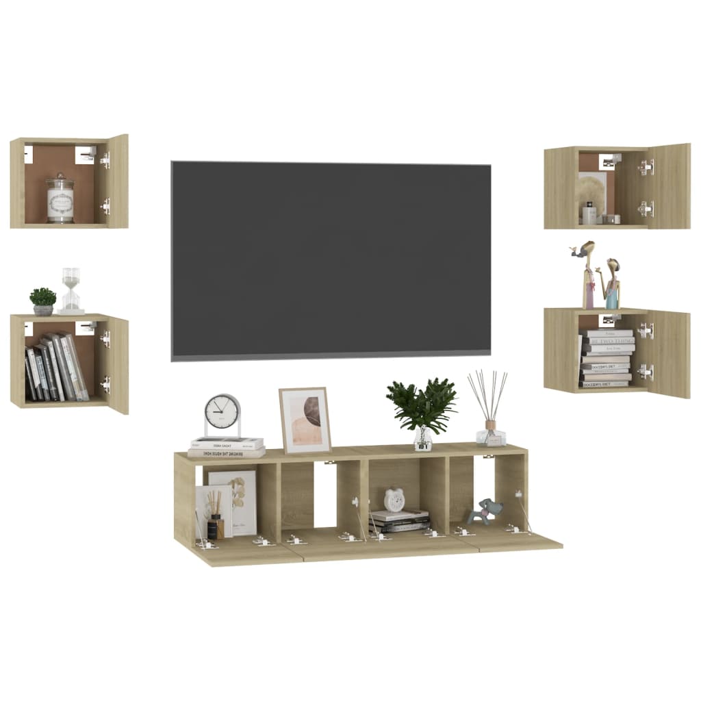 vidaXL 6-tlg. TV-Schrank-Set Sonoma-Eiche Holzwerkstoff