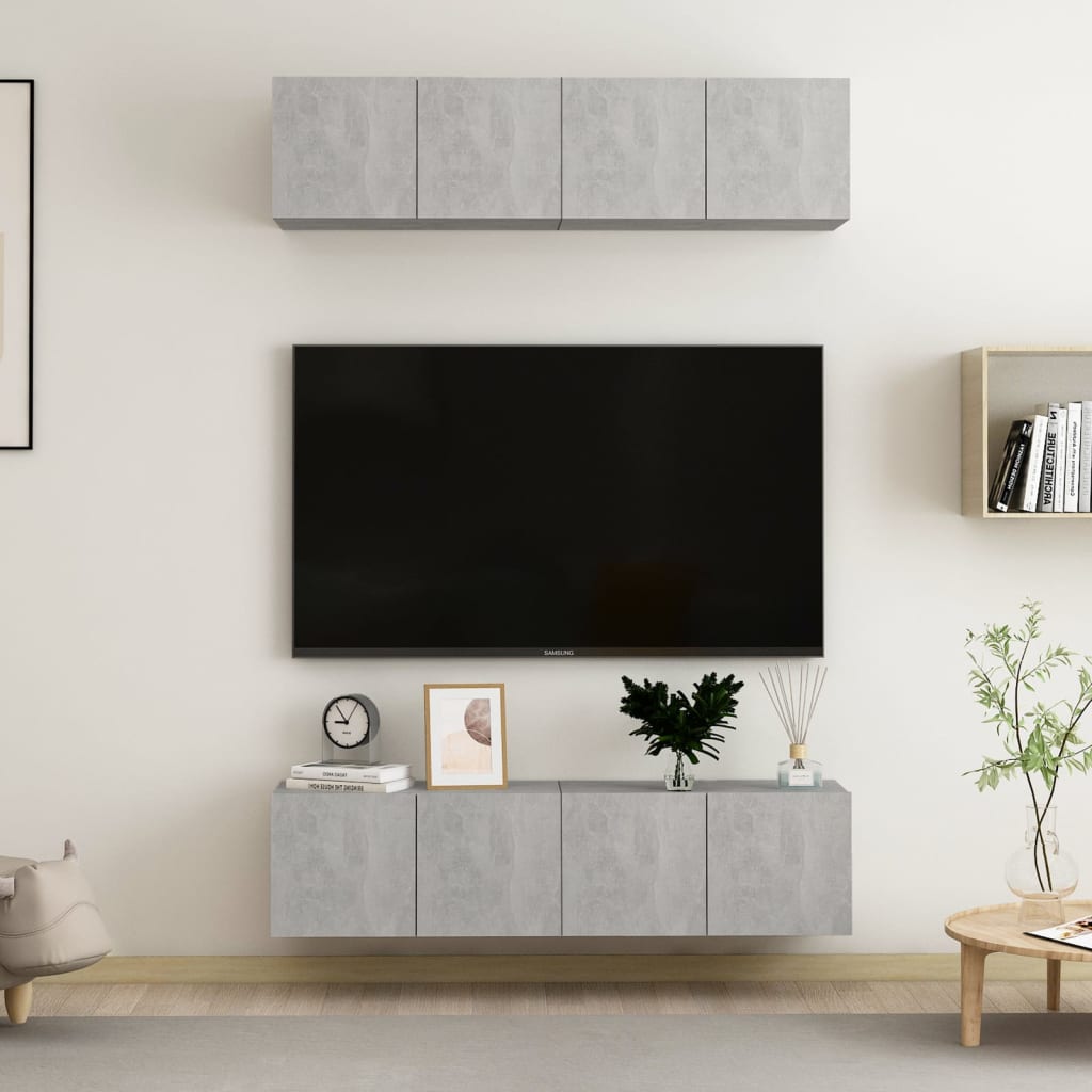 vidaXL TV-Schränke 4 Stk. Betongrau 60x30x30 cm Holzwerkstoff