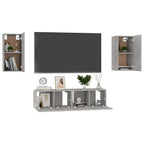 vidaXL 4-tlg. TV-Schrank-Set Betongrau Holzwerkstoff