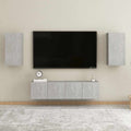 vidaXL 4-tlg. TV-Schrank-Set Betongrau Holzwerkstoff