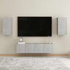 vidaXL 4-tlg. TV-Schrank-Set Betongrau Holzwerkstoff