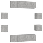 vidaXL 8-tlg. TV-Schrank-Set Betongrau Holzwerkstoff