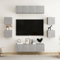 vidaXL 8-tlg. TV-Schrank-Set Betongrau Holzwerkstoff