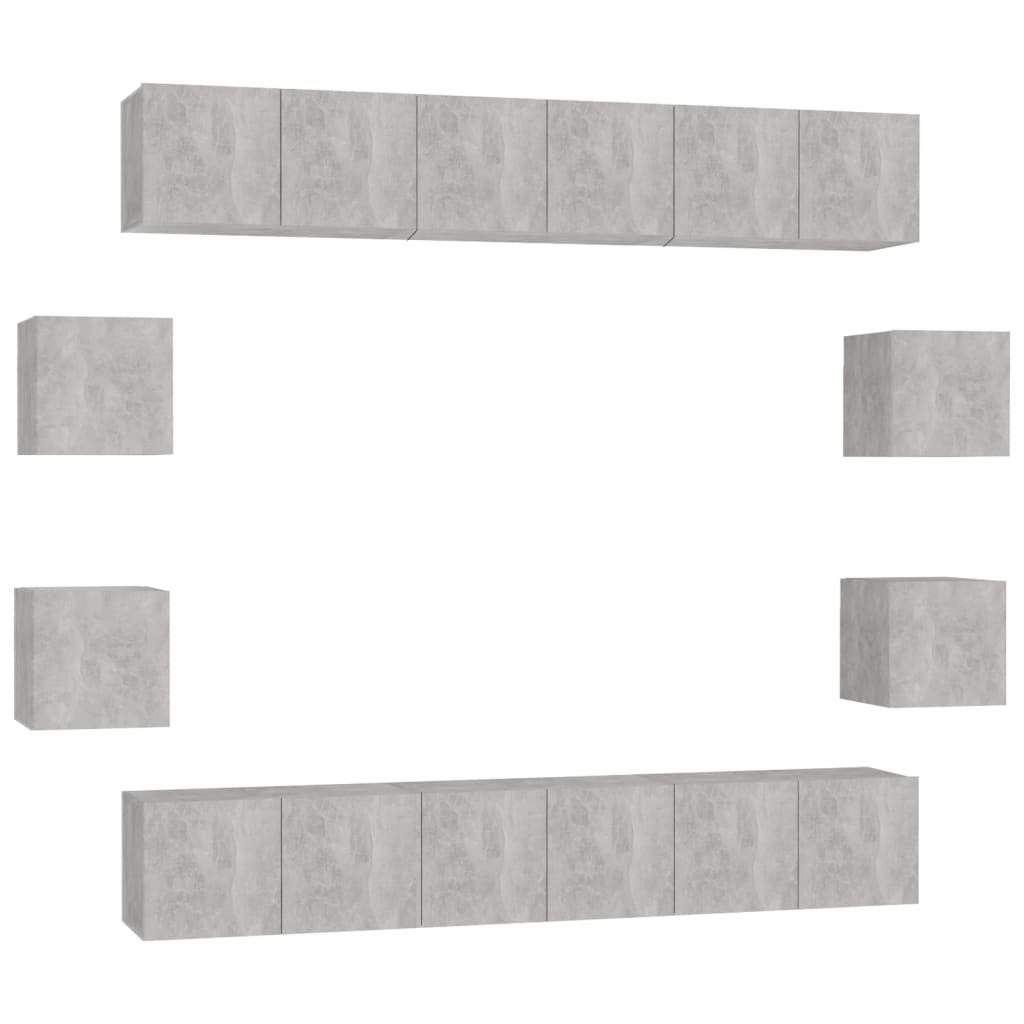 vidaXL 10-tlg. TV-Schrank-Set Betongrau Holzwerkstoff