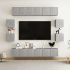 vidaXL 10-tlg. TV-Schrank-Set Betongrau Holzwerkstoff