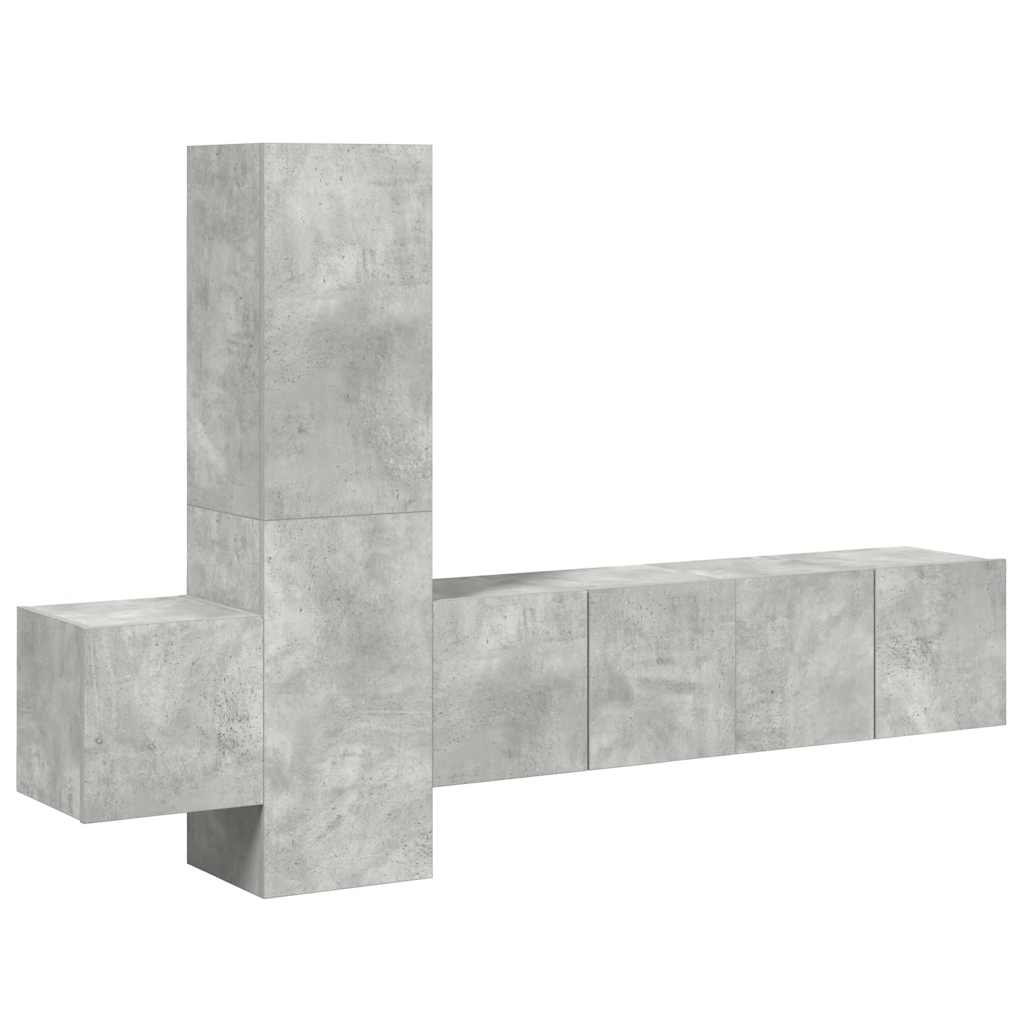 vidaXL 5-tlg. TV-Schrank-Set Betongrau Holzwerkstoff