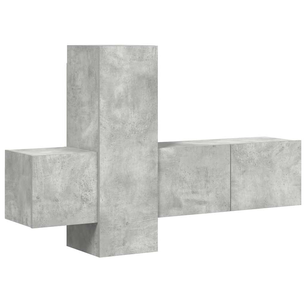 vidaXL 3-tlg. TV-Schrank-Set Betongrau Holzwerkstoff