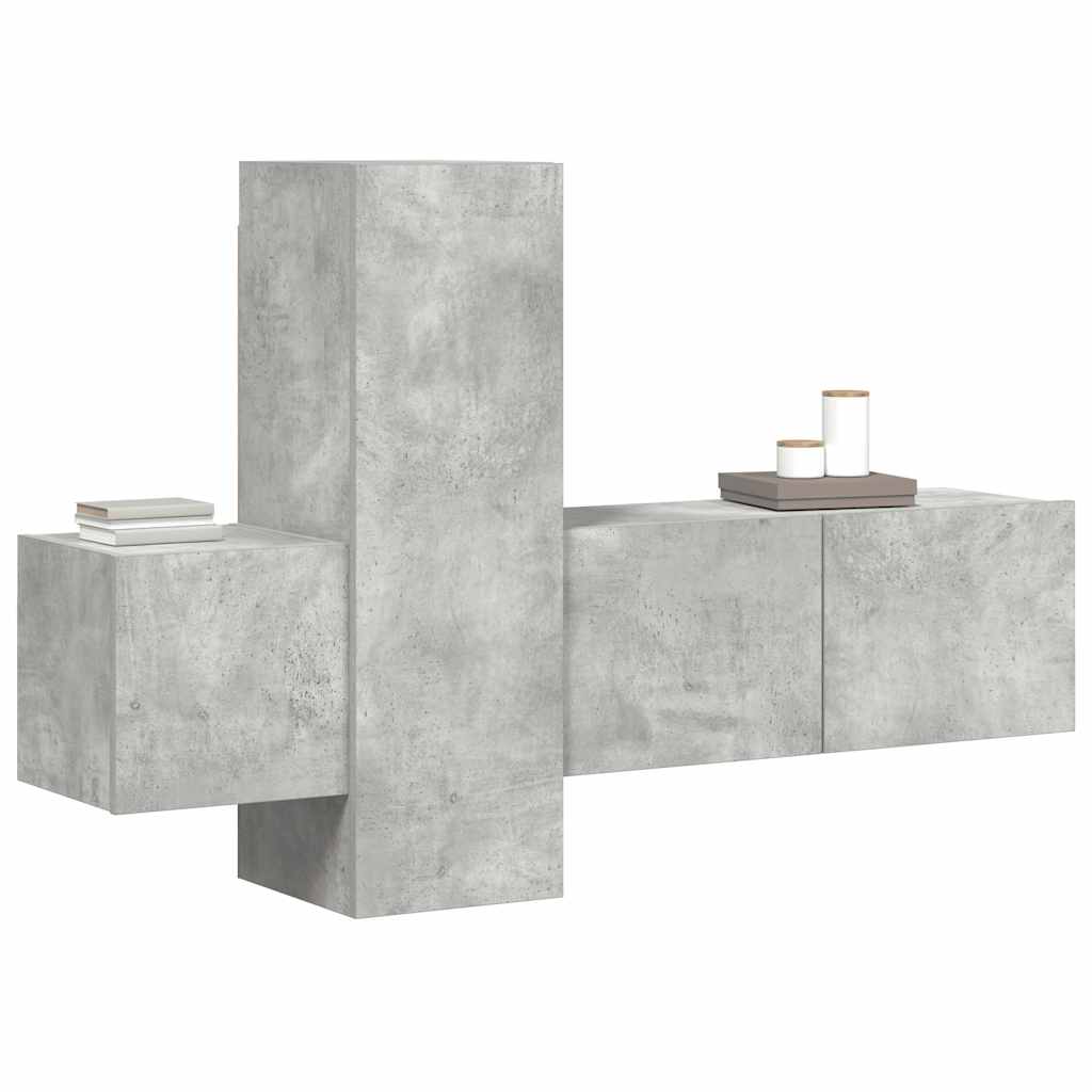 vidaXL 3-tlg. TV-Schrank-Set Betongrau Holzwerkstoff