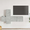 vidaXL 3-tlg. TV-Schrank-Set Betongrau Holzwerkstoff