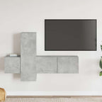 vidaXL 3-tlg. TV-Schrank-Set Betongrau Holzwerkstoff