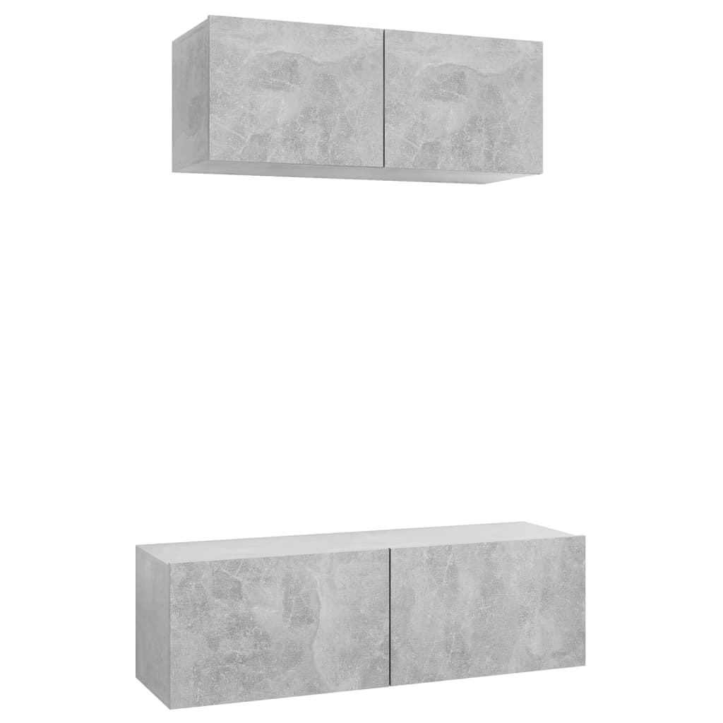 vidaXL 2-tlg. TV-Schrank-Set Betongrau Holzwerkstoff