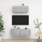 vidaXL 2-tlg. TV-Schrank-Set Betongrau Holzwerkstoff