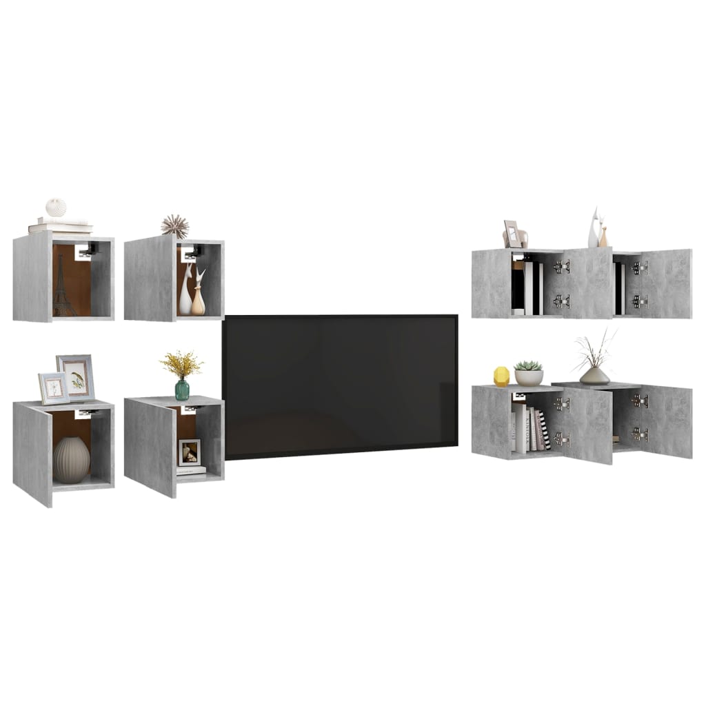 vidaXL TV-Wandschränke 8 Stk. Betongrau 30,5x30x30 cm