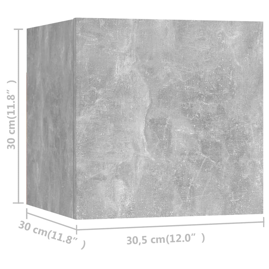 vidaXL TV-Wandschränke 8 Stk. Betongrau 30,5x30x30 cm