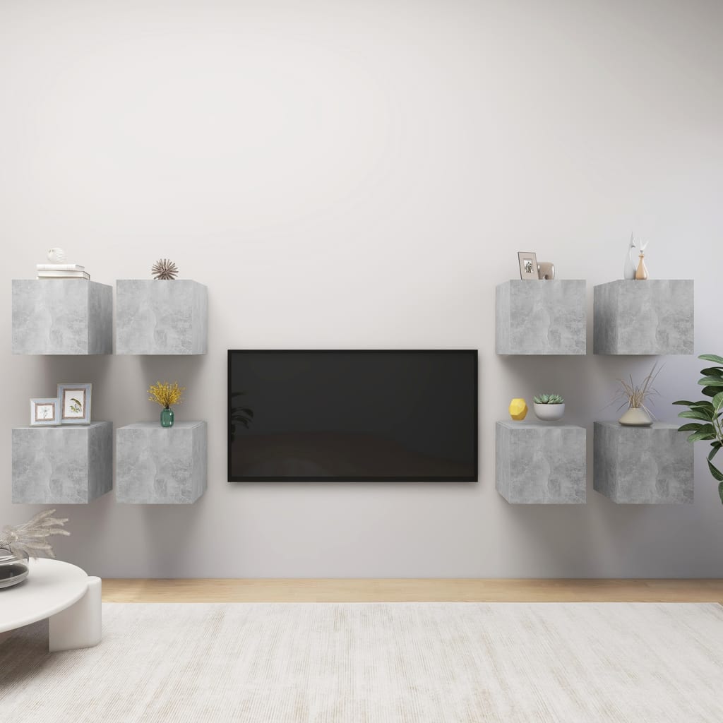 vidaXL TV-Wandschränke 8 Stk. Betongrau 30,5x30x30 cm