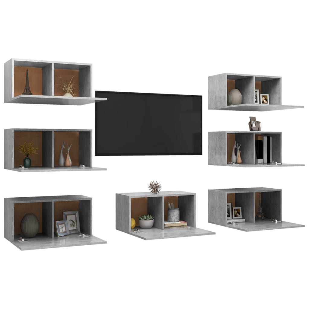 vidaXL TV-Schränke 7 Stk. Betongrau 30,5x30x60 cm Holzwerkstoff