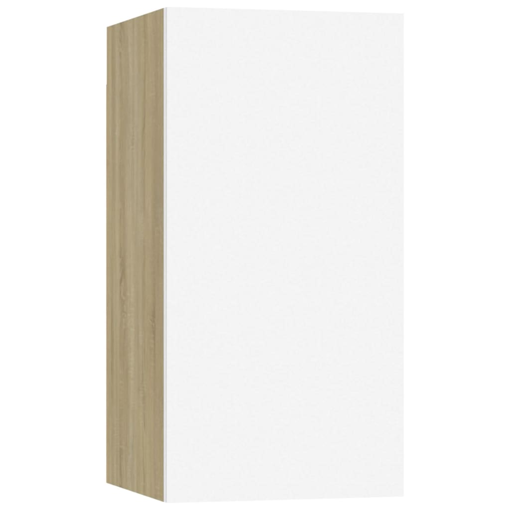 vidaXL TV-Schränke 7 Stk. Weiß Sonoma-Eiche 30,5x30x60cm Holzwerkstoff