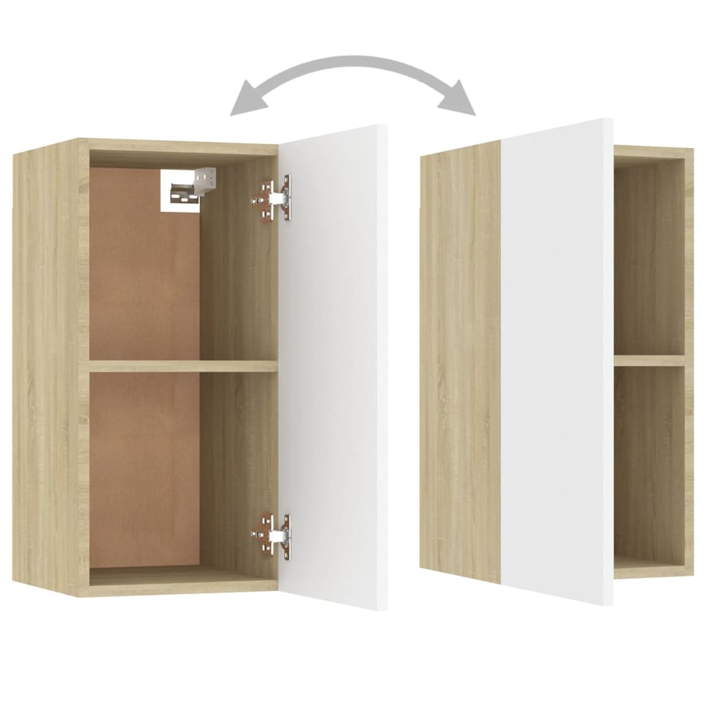 vidaXL TV-Schränke 7 Stk. Weiß Sonoma-Eiche 30,5x30x60cm Holzwerkstoff
