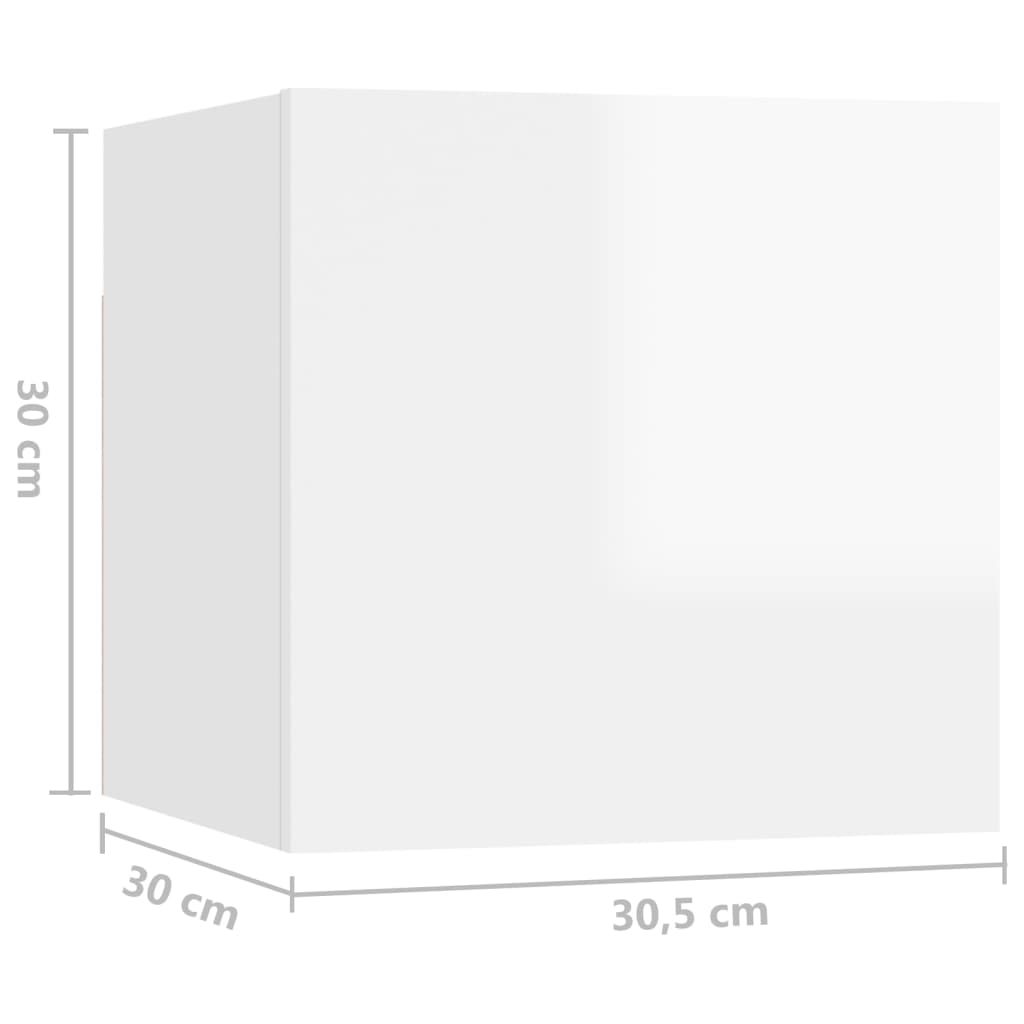 vidaXL TV-Wandschränke 8 Stk. Hochglanz-Weiß 30,5x30x30 cm