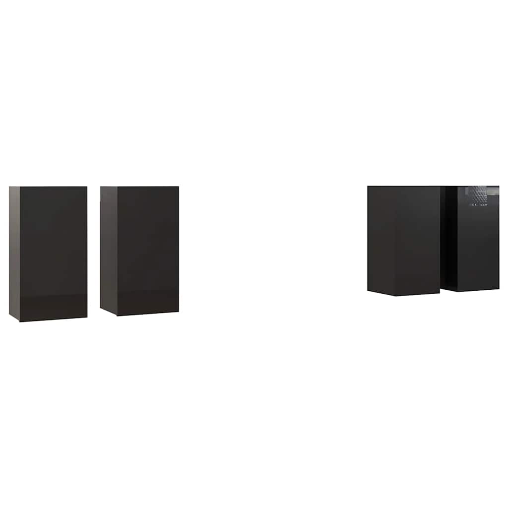 vidaXL TV-Schränke 4 Stk. Hochglanz-Schwarz 30,5x30x60cm Holzwerkstoff