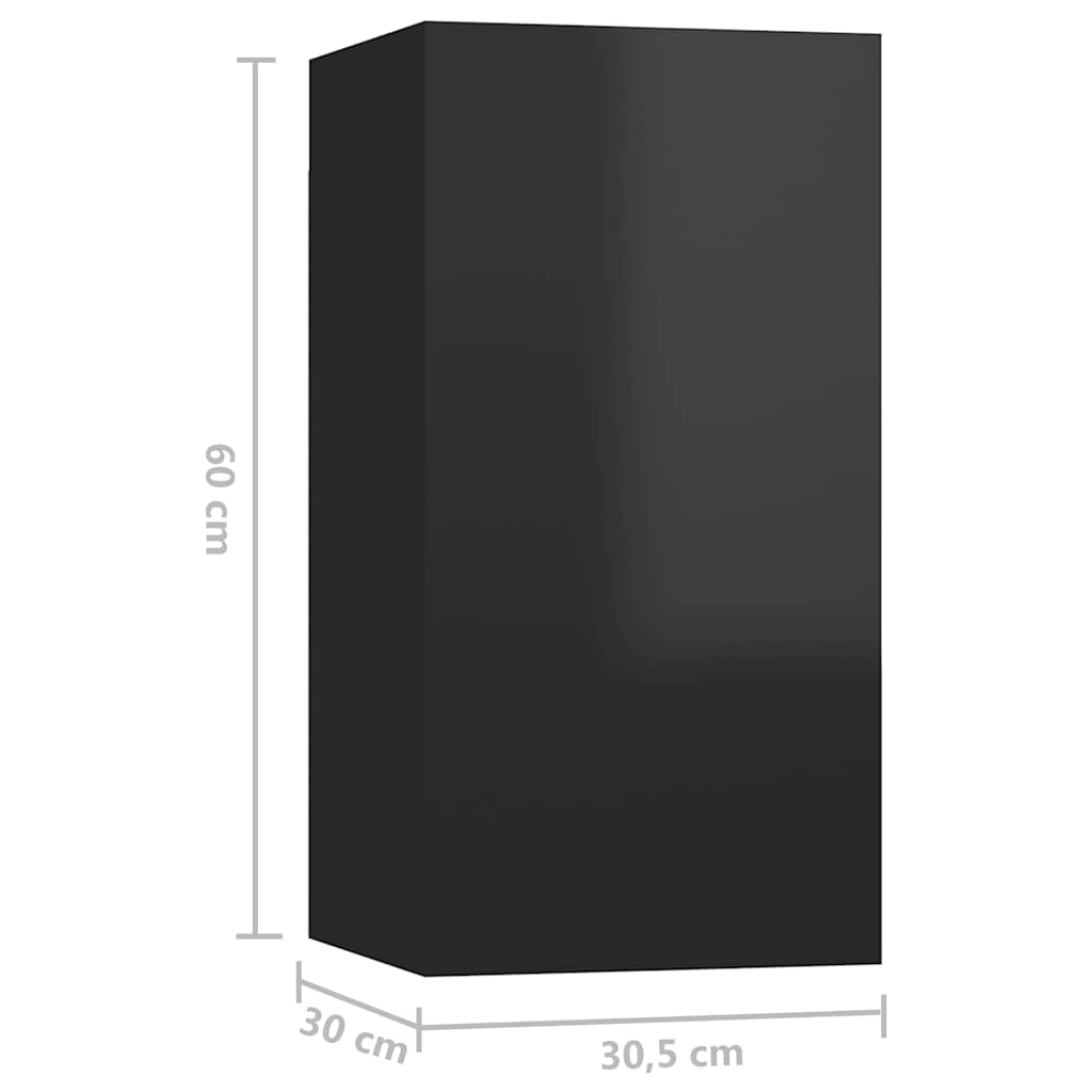 vidaXL TV-Schränke 4 Stk. Hochglanz-Schwarz 30,5x30x60cm Holzwerkstoff