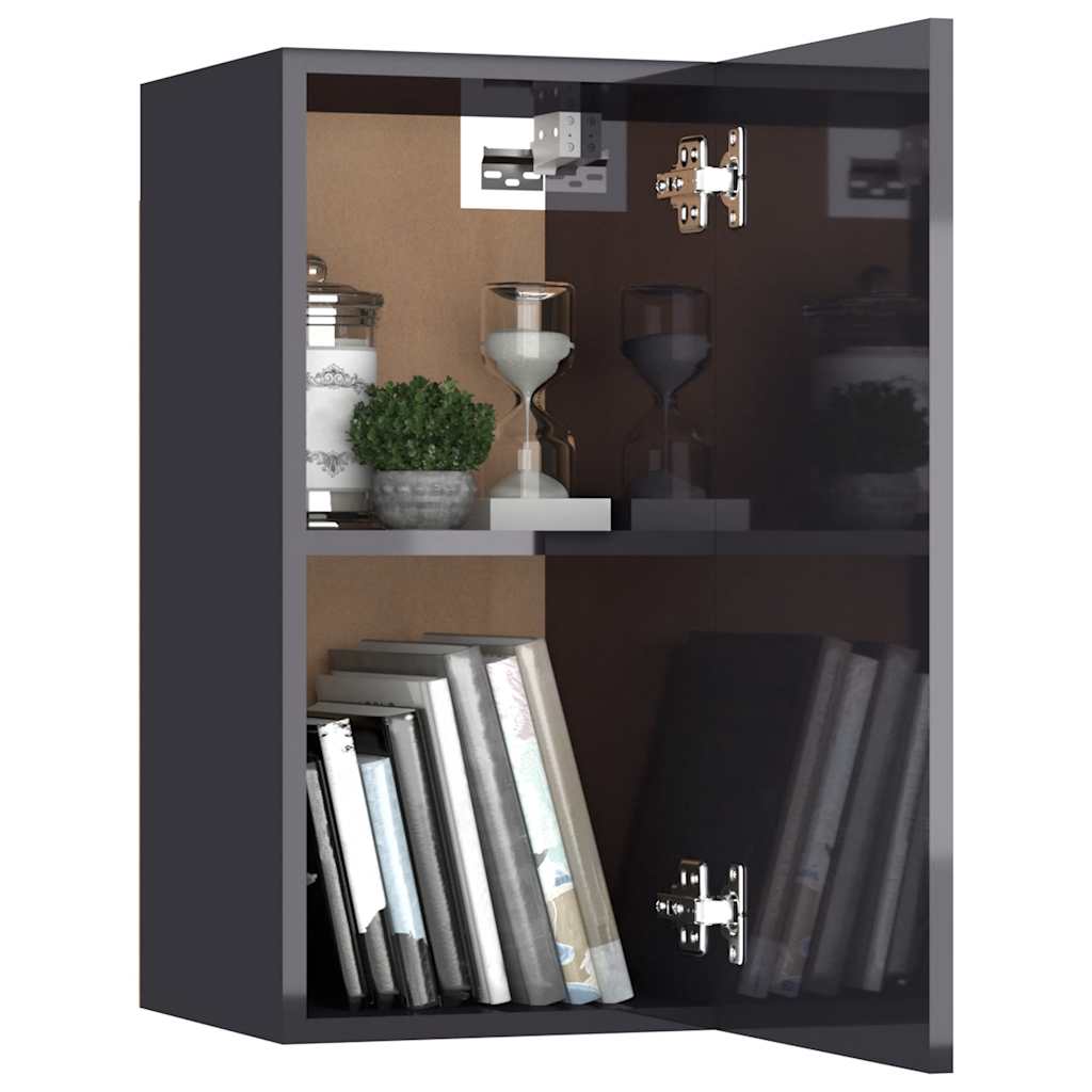 vidaXL 4-tlg. TV-Schrank-Set Hochglanz-Grau Holzwerkstoff