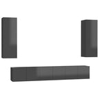 vidaXL 5-tlg. TV-Schrank-Set Hochglanz-Grau Holzwerkstoff