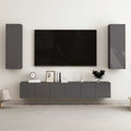 vidaXL 5-tlg. TV-Schrank-Set Hochglanz-Grau Holzwerkstoff
