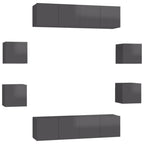 vidaXL 8-tlg. TV-Schrank-Set Hochglanz-Grau Holzwerkstoff