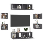vidaXL 8-tlg. TV-Schrank-Set Hochglanz-Grau Holzwerkstoff