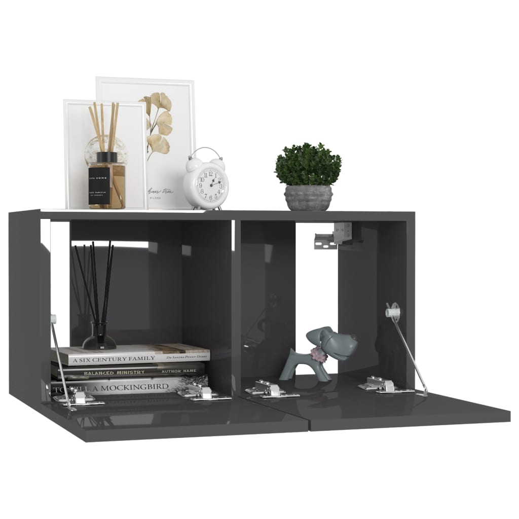 vidaXL 8-tlg. TV-Schrank-Set Hochglanz-Grau Holzwerkstoff