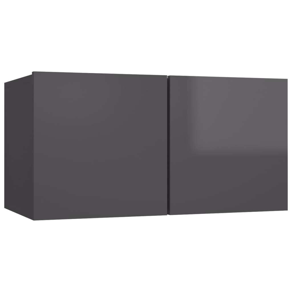 vidaXL 8-tlg. TV-Schrank-Set Hochglanz-Grau Holzwerkstoff