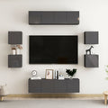 vidaXL 8-tlg. TV-Schrank-Set Hochglanz-Grau Holzwerkstoff
