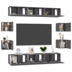 vidaXL 10-tlg. TV-Schrank-Set Hochglanz-Grau Holzwerkstoff