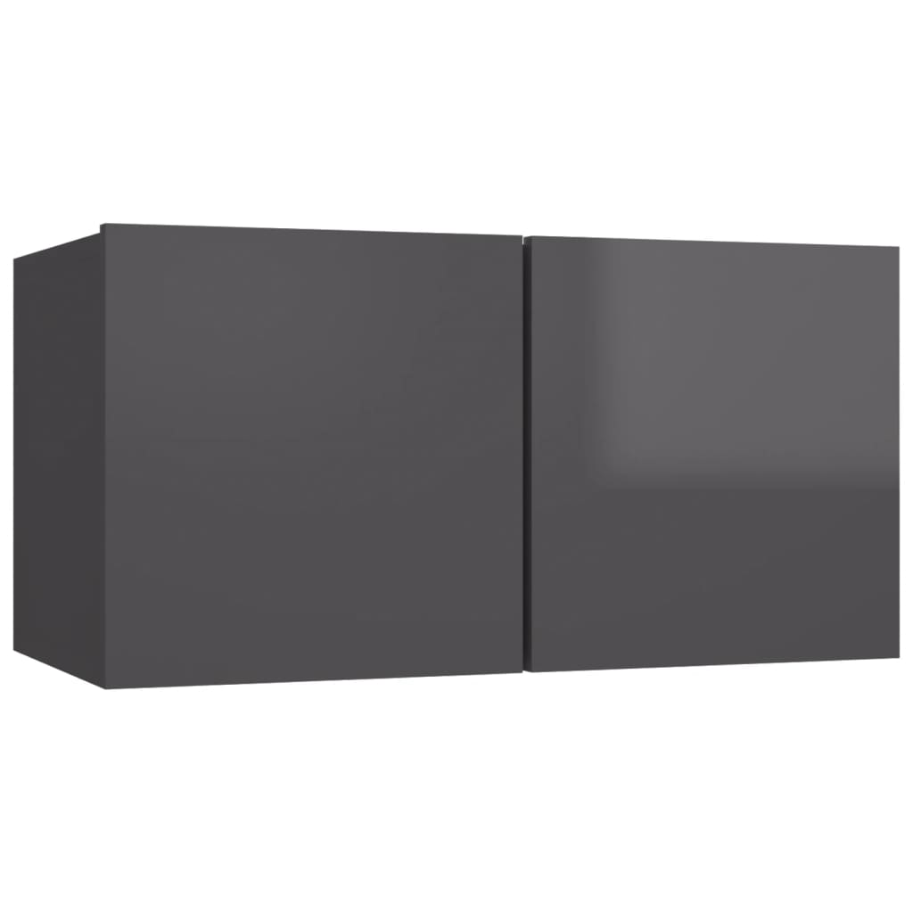 vidaXL 10-tlg. TV-Schrank-Set Hochglanz-Grau Holzwerkstoff