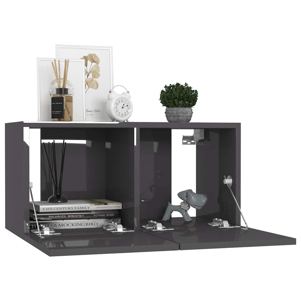 vidaXL 6-tlg. TV-Schrank-Set Hochglanz-Grau Holzwerkstoff