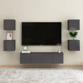 vidaXL 6-tlg. TV-Schrank-Set Hochglanz-Grau Holzwerkstoff