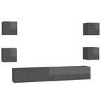 vidaXL 7-tlg. TV-Schrank-Set Hochglanz-Grau Holzwerkstoff