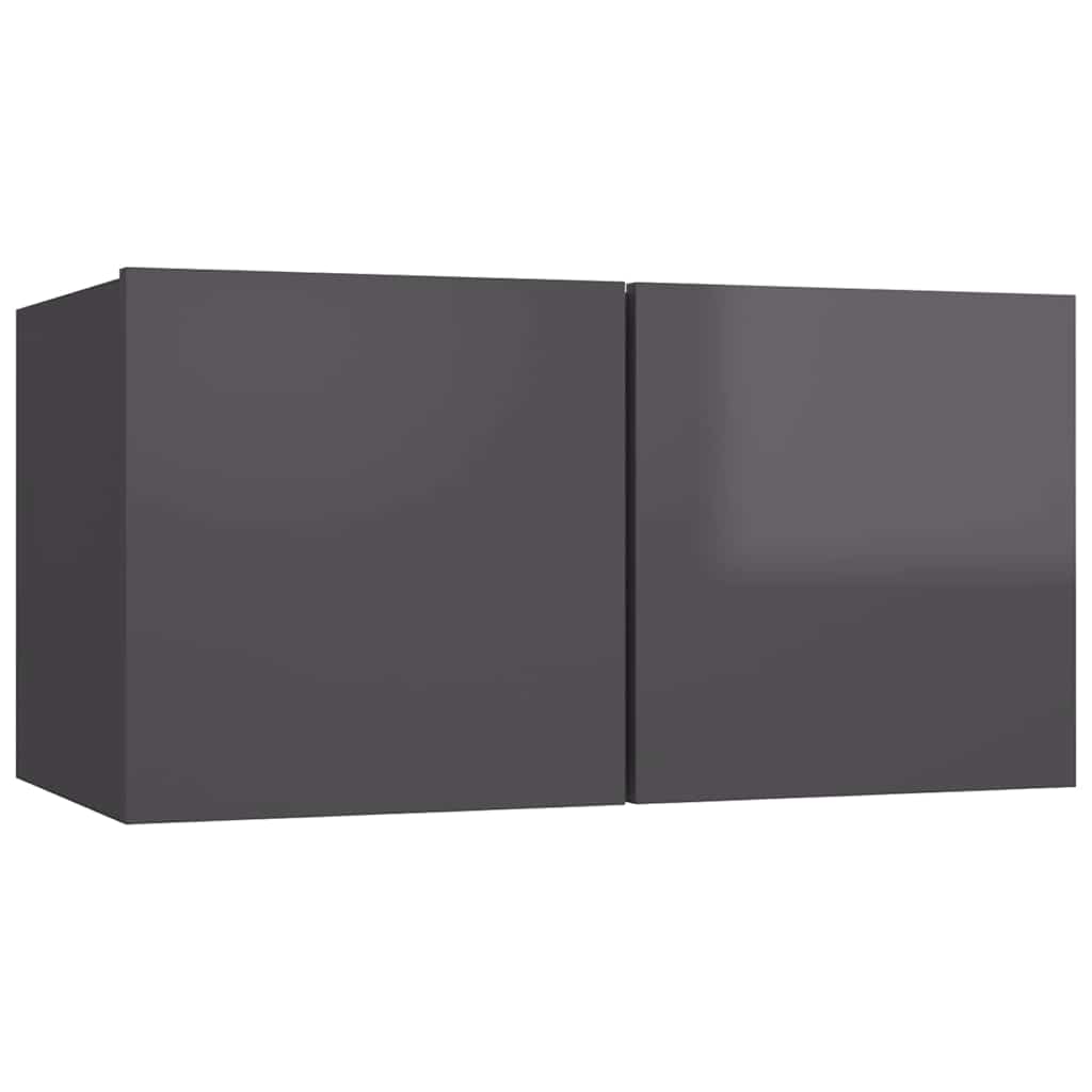 vidaXL 7-tlg. TV-Schrank-Set Hochglanz-Grau Holzwerkstoff