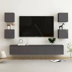 vidaXL 7-tlg. TV-Schrank-Set Hochglanz-Grau Holzwerkstoff