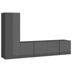 vidaXL 3-tlg. TV-Schrank-Set Hochglanz-Grau Holzwerkstoff