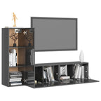 vidaXL 3-tlg. TV-Schrank-Set Hochglanz-Grau Holzwerkstoff