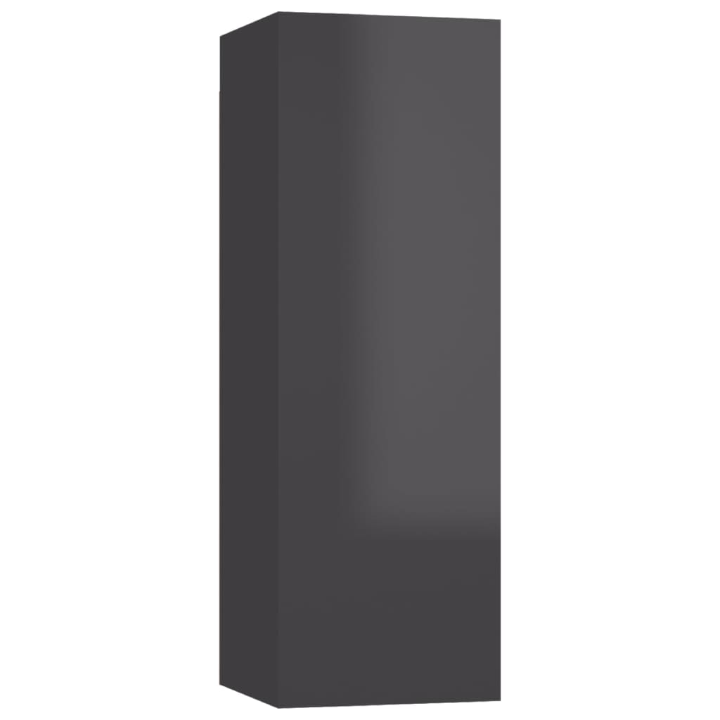 vidaXL 3-tlg. TV-Schrank-Set Hochglanz-Grau Holzwerkstoff