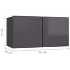 vidaXL 3-tlg. TV-Schrank-Set Hochglanz-Grau Holzwerkstoff