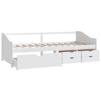 vidaXL Tagesbett 3-Sitzer mit Schubladen Weiß Kiefernholz 90x200 cm