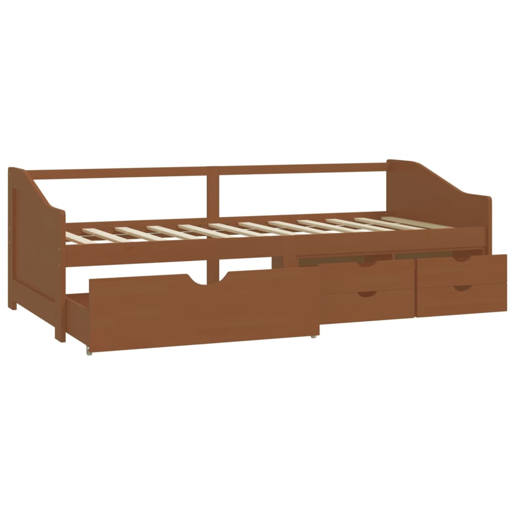 vidaXL Tagesbett 3-Sitzer Schubladen Honigbraun Kiefernholz 90x200 cm