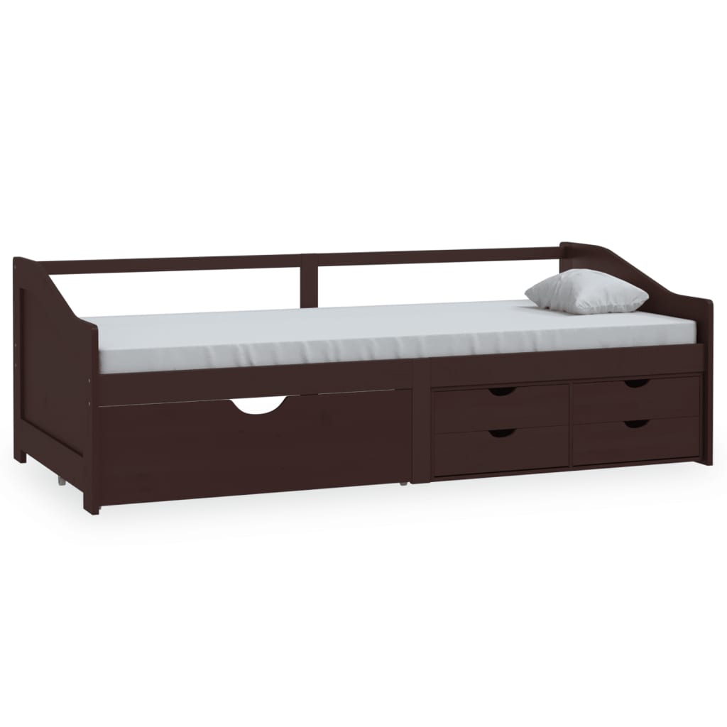 vidaXL Tagesbett 3-Sitzer Schubladen Dunkelbraun Kiefernholz 90x200 cm