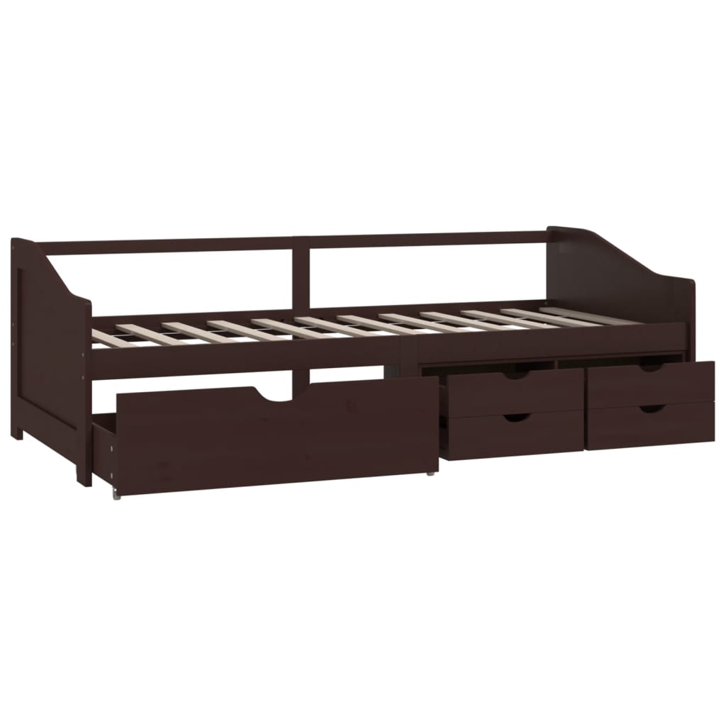 vidaXL Tagesbett 3-Sitzer Schubladen Dunkelbraun Kiefernholz 90x200 cm